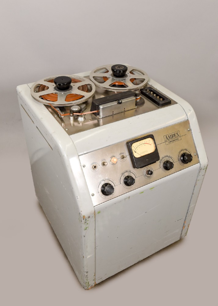 Reel-To-Reel Tape Recorder, Ampex Model 400, Mono Tape Recorder, For Recording Or Radio, 1/4 Inch Tape, Match To CBS Gray Equipment, Curved Cabinet, Matching Partner, Gray, Ampex, 1950s+, 35"H, 23"W, 25"L