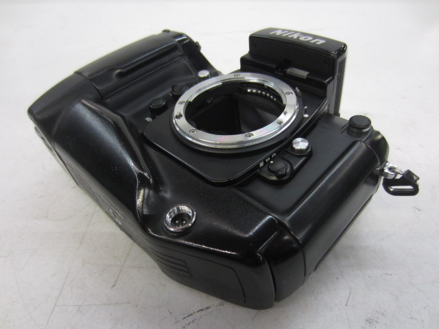 Camera, Nikon F4 Camera Body, Serial Number 2114326, With Nikon MB21 Battery Pack Attached, Non-Operational, Black, Nikon, 1980s+, Plastic, 5"H, 6"W, 3"L