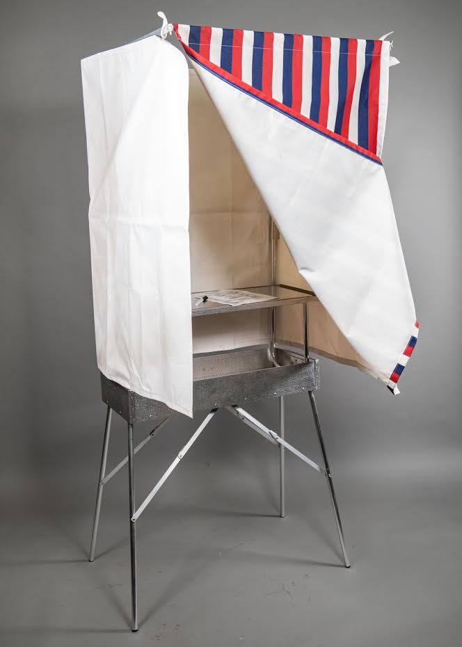 Voting Booth, Made By The Douglas Manufacturing Company, Foldable Into Suitcase, Table Inside, White, Douglas, 1960s+, Aluminum, 30", 13", 73"