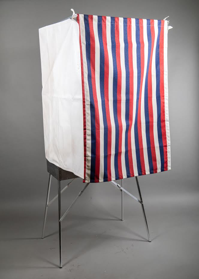 Voting Booth, Made By The Douglas Manufacturing Company, Foldable Into Suitcase, Table Inside, Silver, Douglas, 1960s+, Aluminum, 30"L, 13"W, 73"H