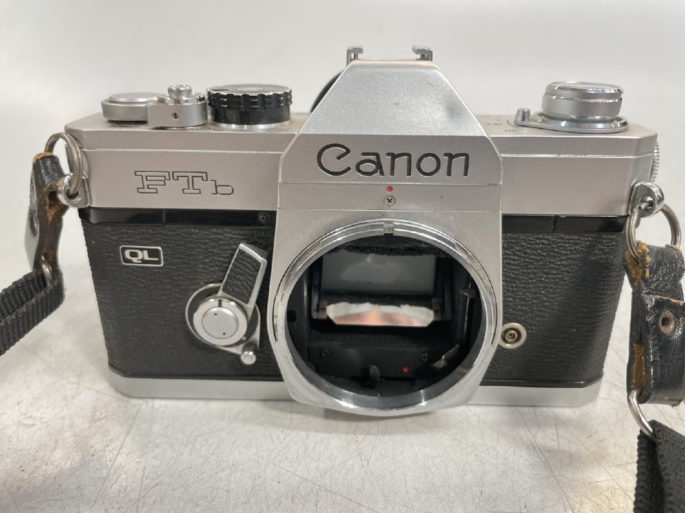 Camera Body, 35mm, Canon Model FTb, Serial Number 730322, With Neck Strap. First Manufactured 1971., Silver, 1970s+, Metal