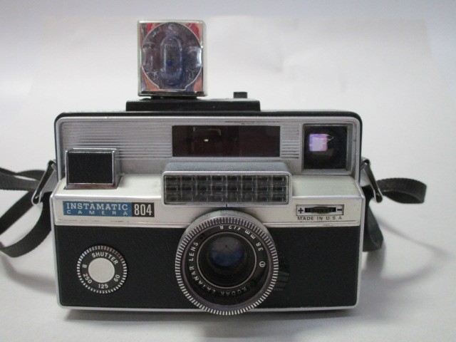 Camera, Amateur, Kodak Instamatic Model 804, Introduced 1964, Black, Kodak, 1960s+, Metal