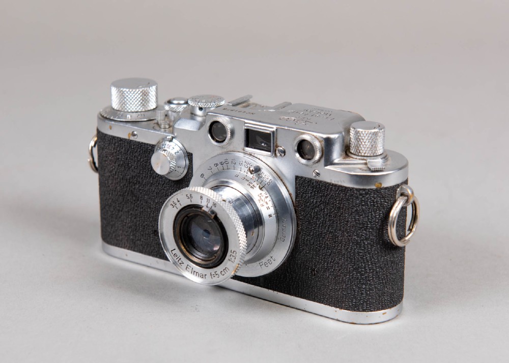 Camera, Body Only, Leica Model IIIC, Serial Number 481878, "DRP", Practical Mechanism, This Model Introduced in 1940 - This Camera Was Manufactured In 1949, Lens Has Separate Barcode, Black, Leica, 1940s+, Metal