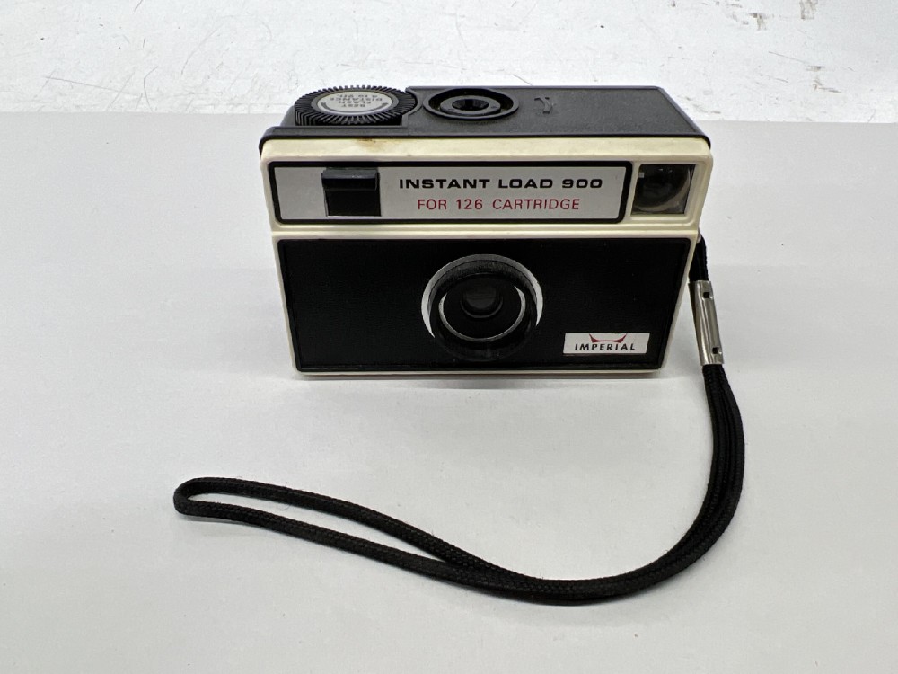 Camera, Imperial Instant Load 900, Uses 126 Film, Introduced 1963, Black, Imperial, 1960s+, Plastic