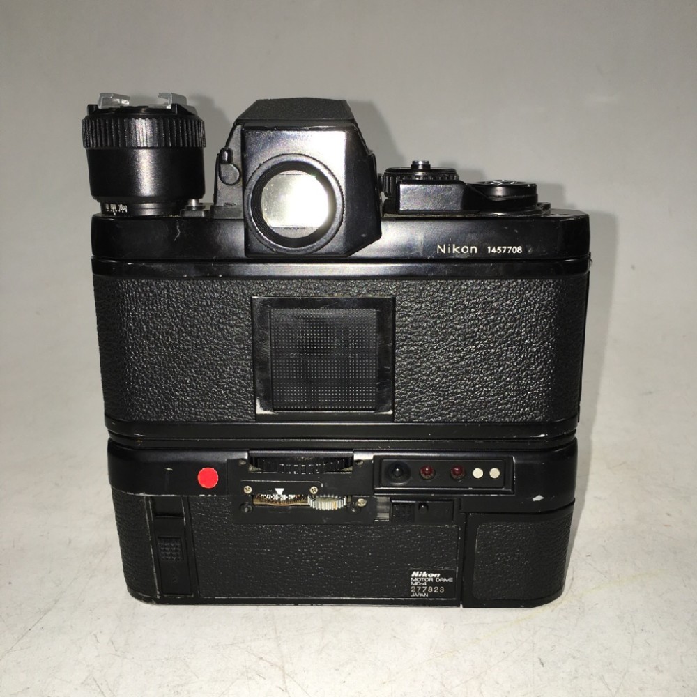Nikon model F3HP, Ser.No.1457708, with Motor Drive MD4 and Hot Shoe attached., Black, Nikon, 1980+, Metal, Japan