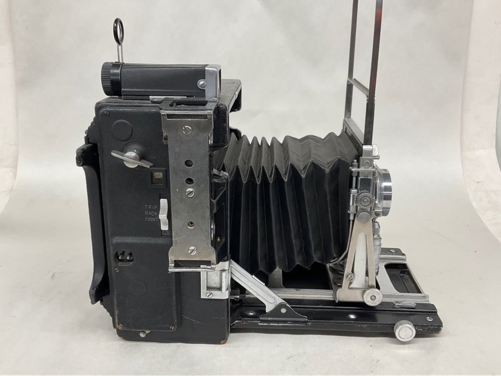Camera, Graflex Speed Graphic, With Lens, Film Magazine, And Side Handle, Black, 1940s+, Wood, USA, 12" W, 12" D, 14" H