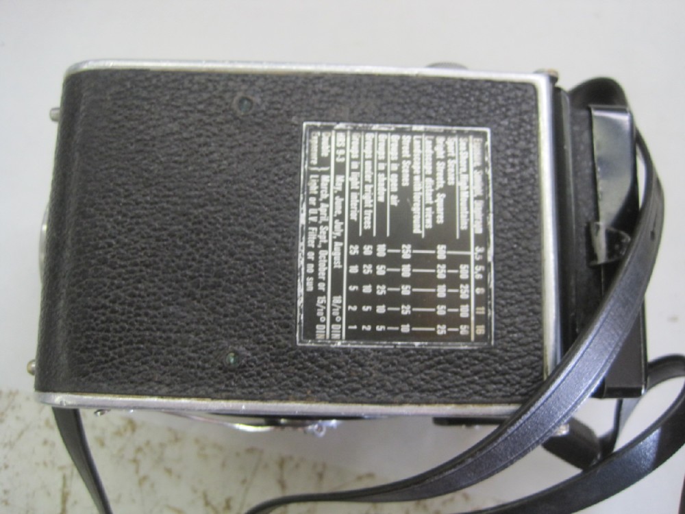Camera, DLR, Rolleiflex/Franke & Heidecke Braunschweig, 2 X Lends, Ser# 762653, Has Vinyl Strap, Camera back latch is rotated so that lock does not line up when closed, Practical, Black, Franke&Heidecke, Metal, 3" W, 4" D, 6" H