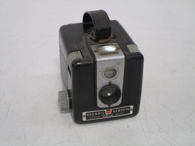 Camera, Kodak Brownie Hawkeye, Camera Flash Model, Introduced 1955., Black, Kodak, 1950s+, Plastic
