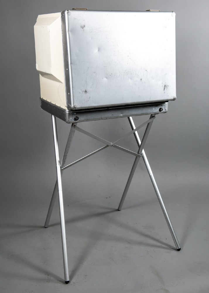 suitcase style portable voting booth removable legs, Silver, Metal