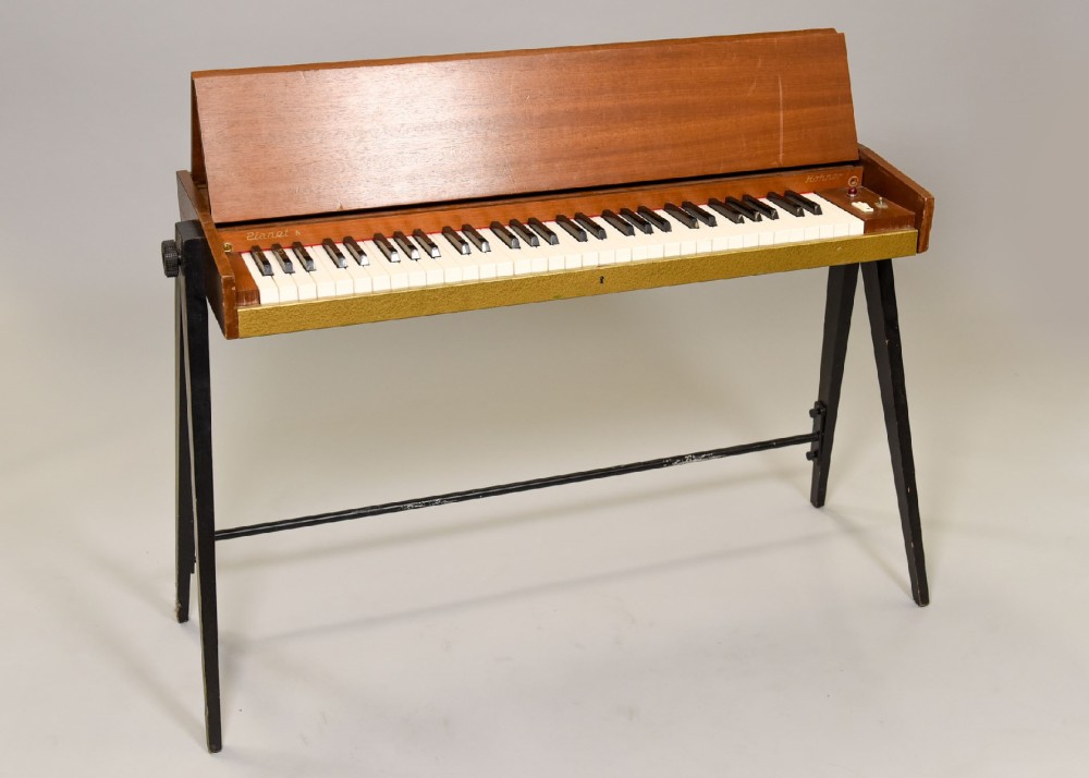 Keyboard, Piano, Pianet, Horner Pianet N, Introduced 1962, Practical  POWER CABLE SEPARATE BARCODE, Woodgrain, Horner, 1960+