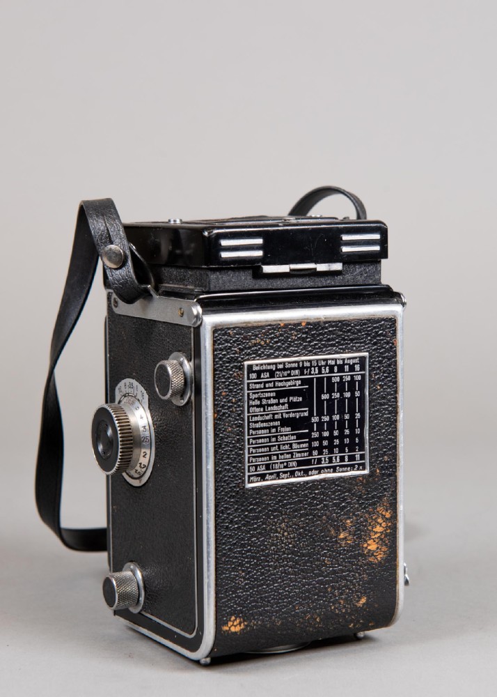 Camera, DLR, Rolleiflex, 2x Lens, Ser.No.1274577, With Neck Strap, Black, 1950+, Metal, West Germany (1949-1990)