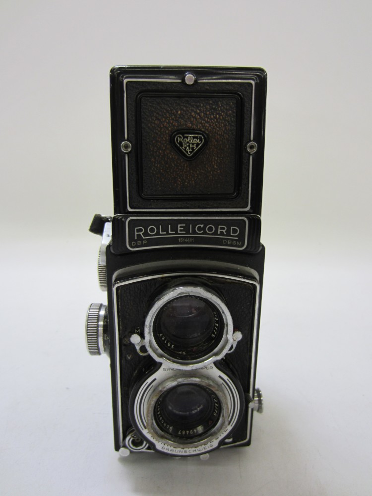 Camera, DLR, Rolleicord, 2x Lens, Ser.No.1514461, With Neck Strap, Black, Franke&Heidecke, 1950+, Metal, 3" W, 4" D, 6" H