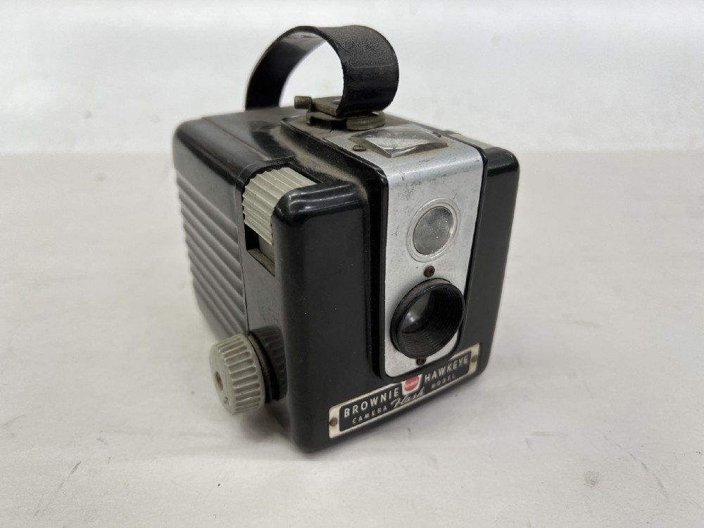 Camera, Kodak Brownie Hawkeye, Camera Flash Model, Introduced 1955., Black, Kodak, 1950s+, Plastic