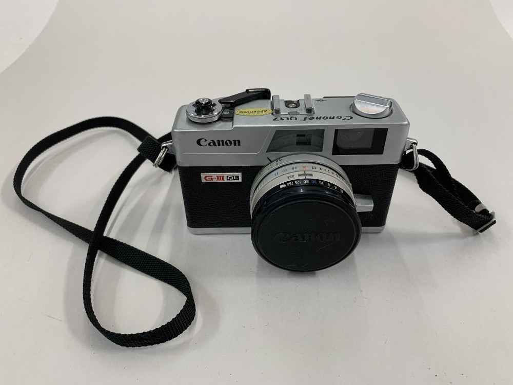 Camera, Canon Model G-IIIQL "Canonet QL17", With Lens Cap, Lens, Strap, Black, 1980+, Metal, Japan