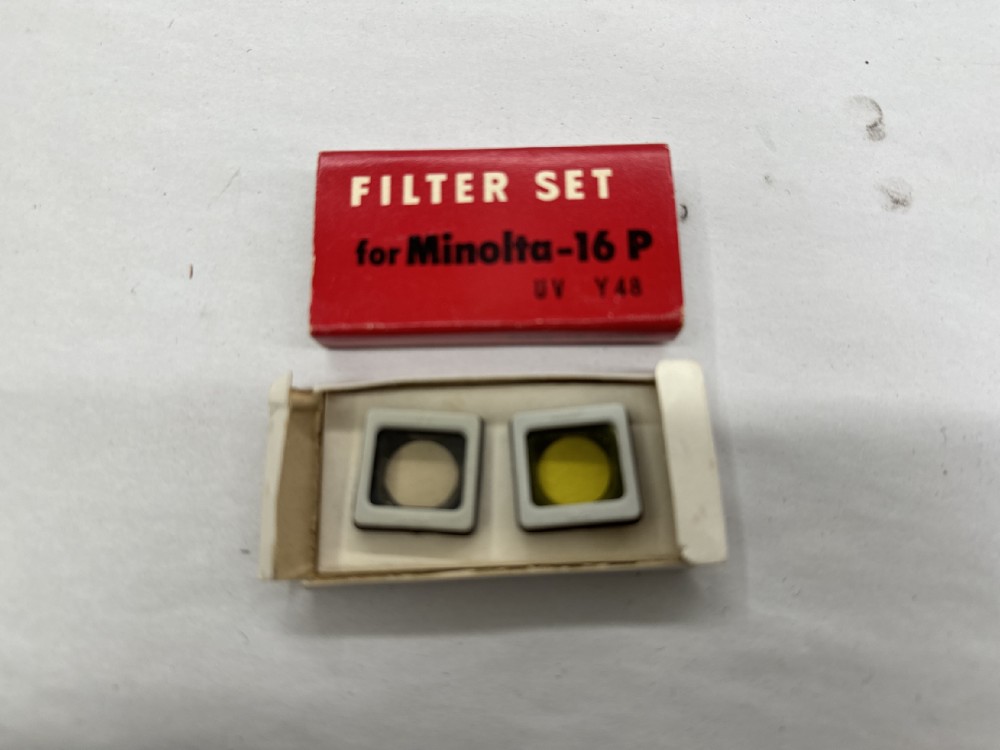 Accessory Box, Filter Set For Minolta-16 Model-P Camera 33268948, Red, 1960s+, Cardboard
