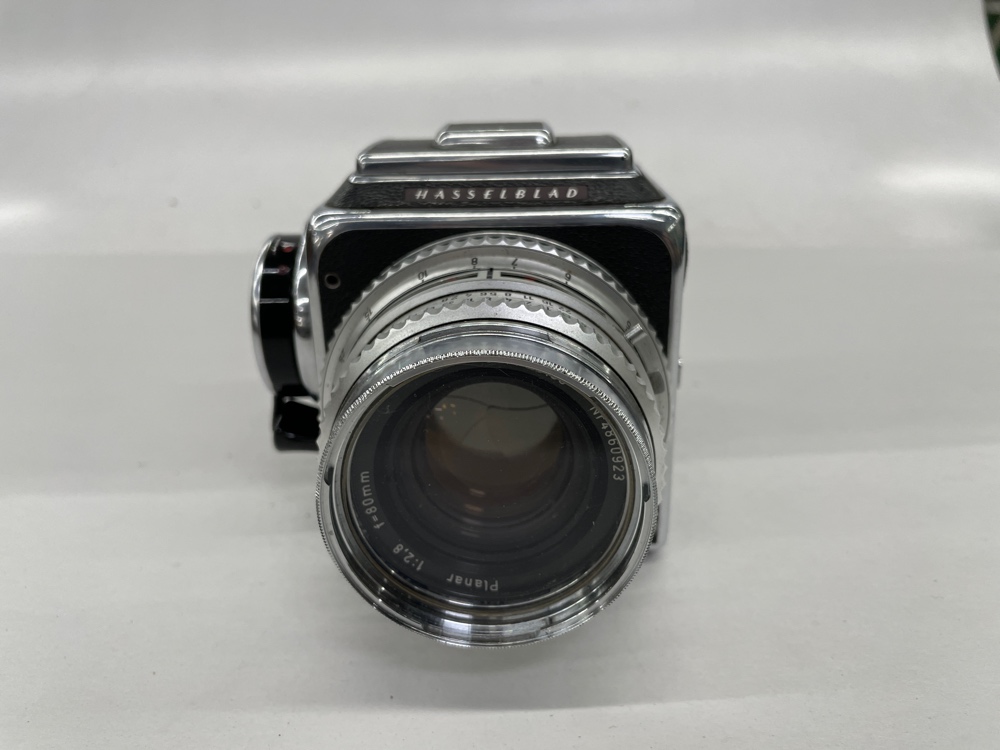 Camera, Hasselblad Model 500C, Ser.No.CE36648, With Film Back And Sun Shade, Manufactured From 1957 To 1970, Black, Hasselblad, 1957+, Metal, 4.5" W, 8" D, 4.5" H