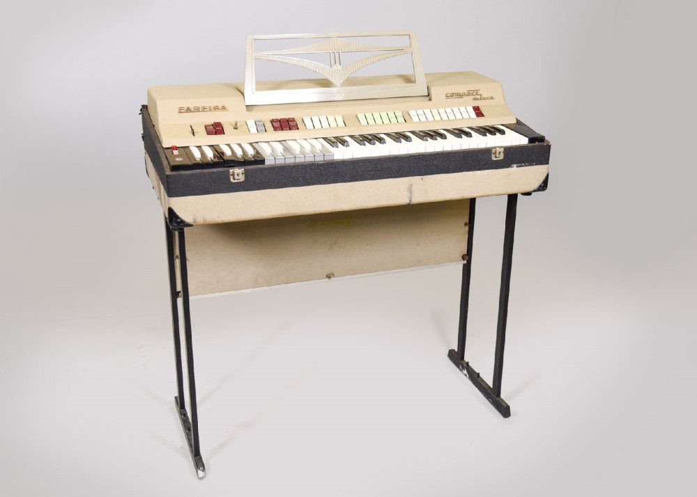 Keyboard, Organ, Compact Deluxe, Include Bass Key And Pedal, Has Cover, Non-Operational, Gray, Farfisa, 1960+