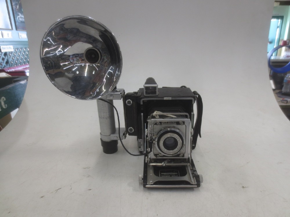 Camera, Graflex Speed Graphic, With Kodak Ektar Lens, Film Magazine, Black, 1940s+, Metal, USA