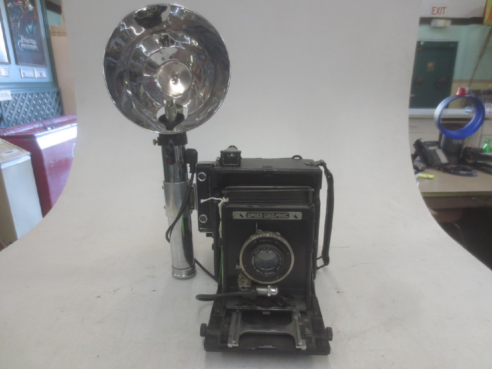 Camera, Graflex Speed Graphic, With Side Handle And Film Magazine., Black, 1940s+, Wood, USA
