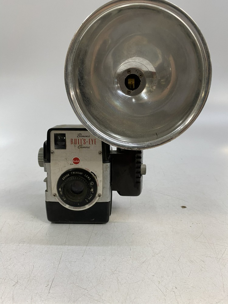 Brownie, Bulls Eye.  Used 620 film.  Manufactured 1954 to 1960., Black, Kodak, 1950s+, Metal