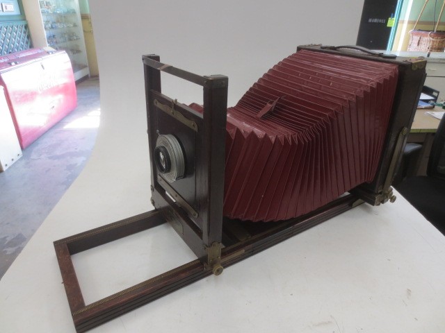 View Camera, Still photography, Eastman Kodak Model 2-D, Brown, 1860+, Wood, USA, 12" W, 30" L, 14" H
