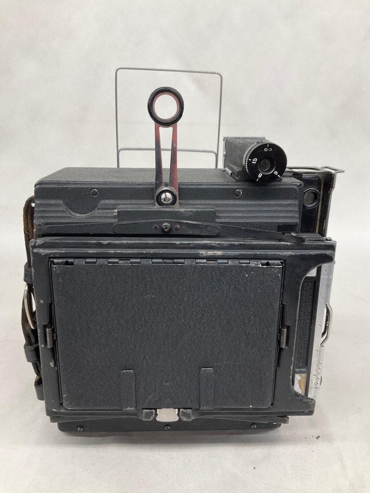 Camera, Graflex Crown Graphic, With Lens, Film Magazine, And Side Handle, Black, 1950s+, Wood