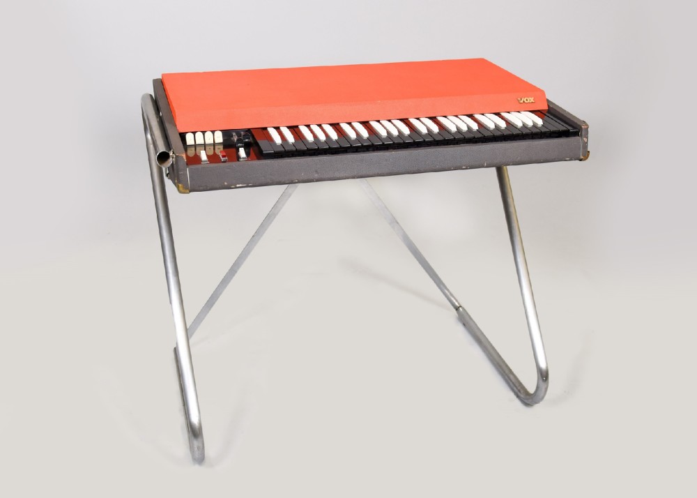 Keyboard, Organ, Vox Continental, Introduced 1965, Has Cover, Non-Operational, Playwear, US Version, Organ Dolly Available, Specially made two prong AC Power Cord Included, Dark Gray, Vox, 1960s+, 36"W