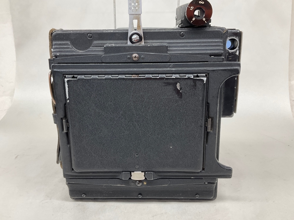 Camera, Graflex Crown Graphic, With Lens, Film Magazine, And Side Handle, Black, 1940s+, Metal