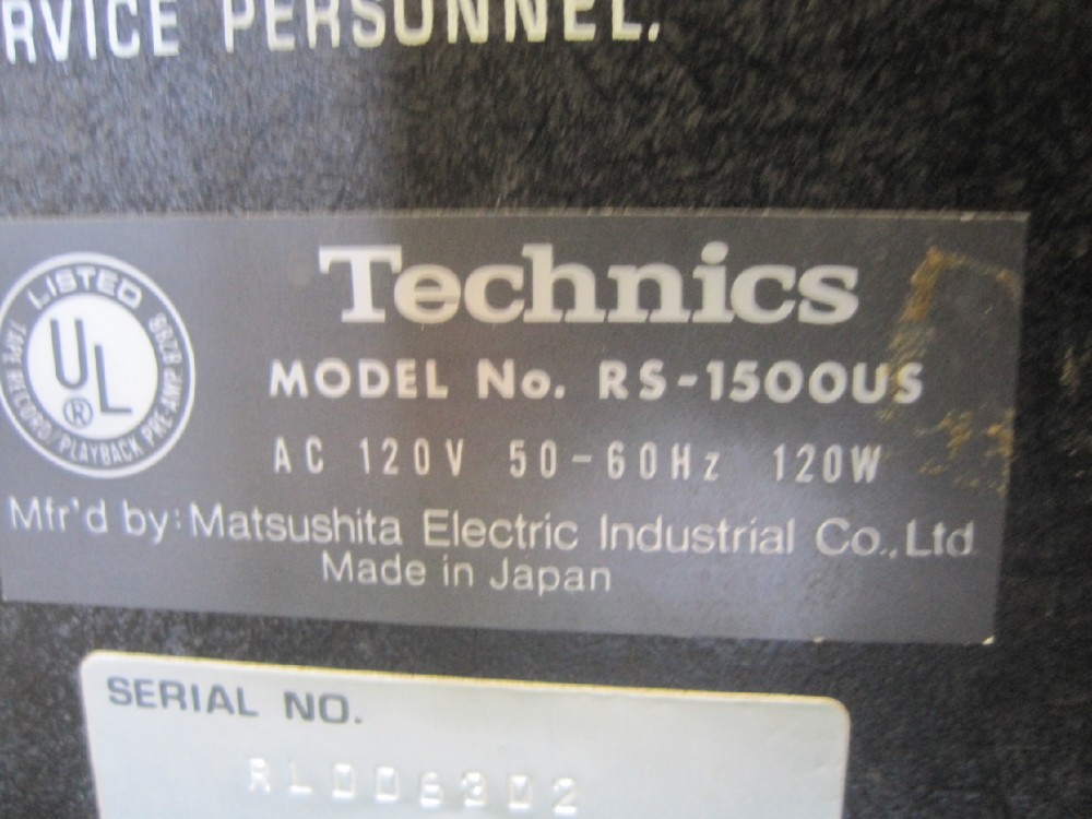 Reel-To-Reel Tape Recorder, Technics Model No R5-1500US, Ser#  RL006302. Mechanism Is Practical, But Lights Do Not Light Up, Black, Technics, 1970s+, 18"H, 20"W, 10"D